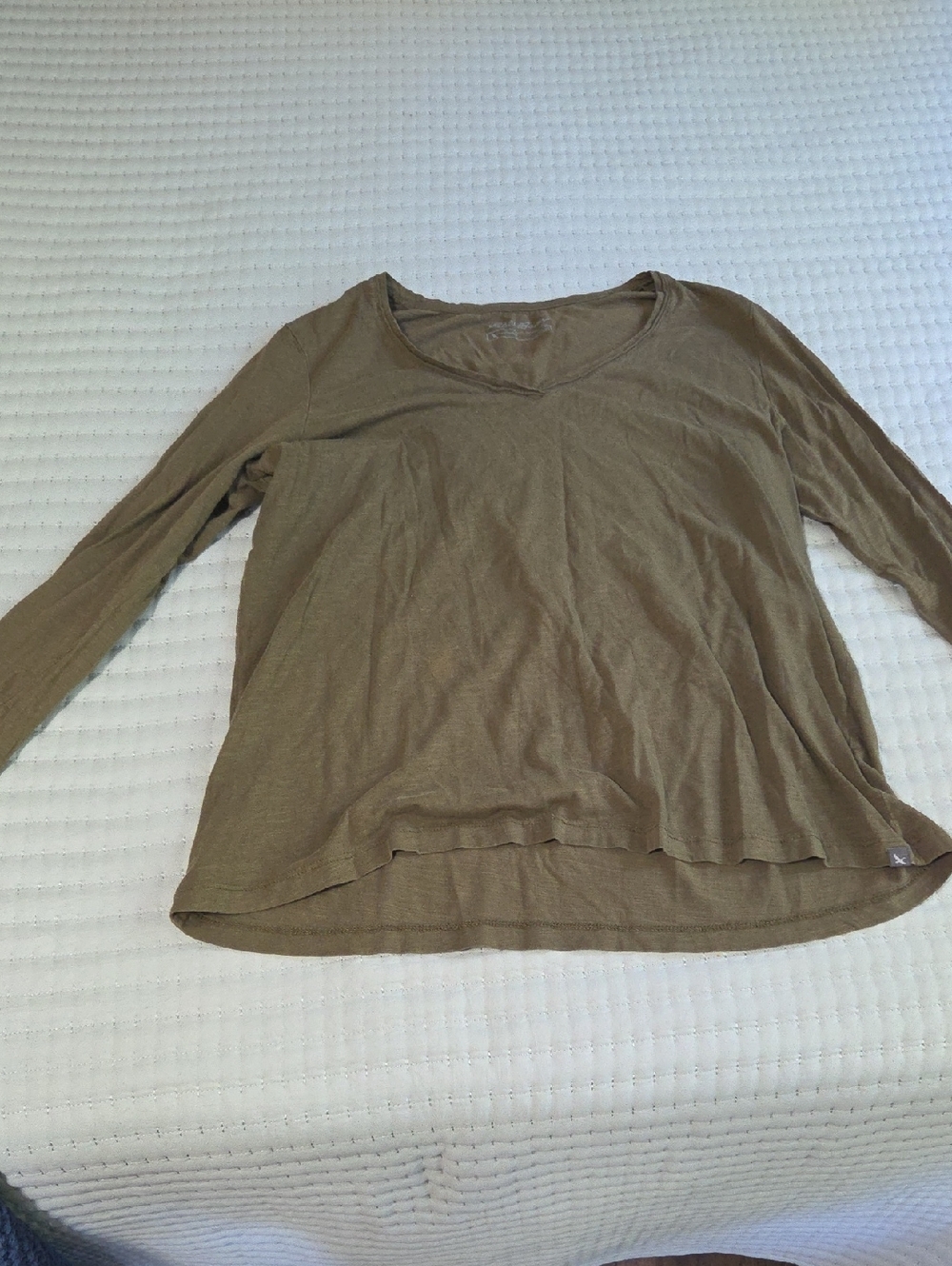 Eddie Bauer Olive Green Long-Sleeve V-Neck Top